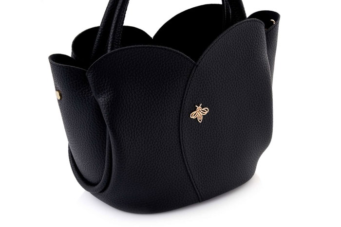 Lucky Bees Arden - Bolsa de Hombro Negra de Cuero de Polivinilo para Mujer, Elegante y Versátil